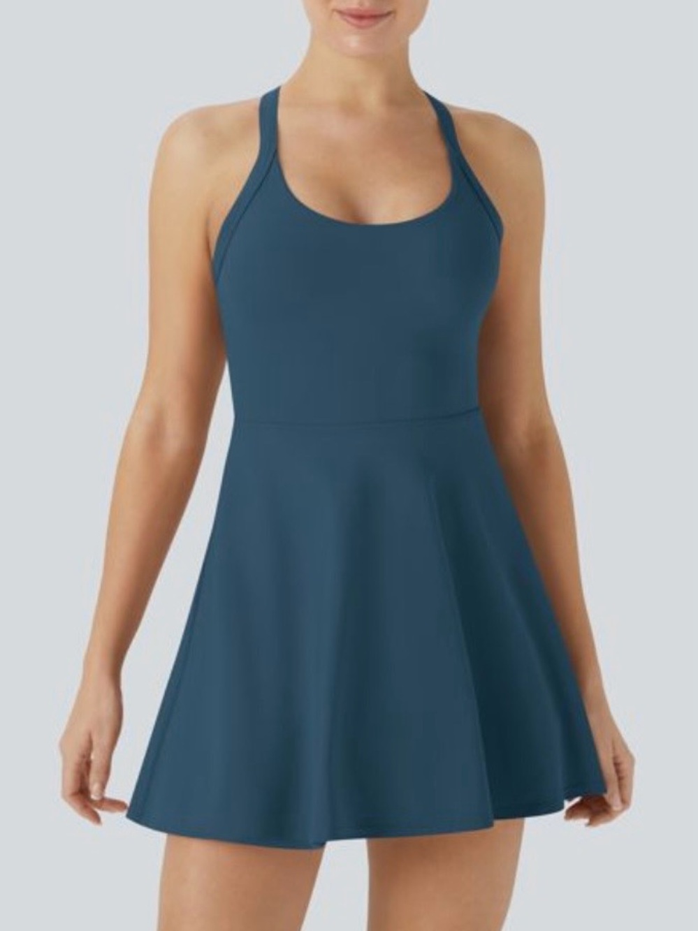 Blue Scoop Neck Swim Dress Easy Peezy